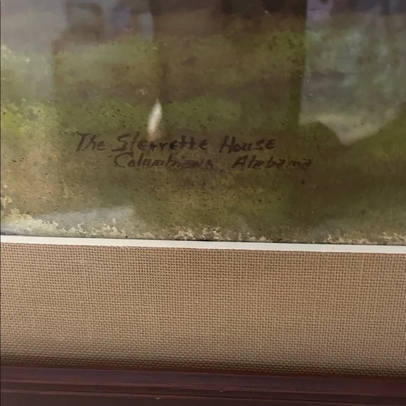 Framed House Painting with Brown Frame 17 1/2 X 21 inches